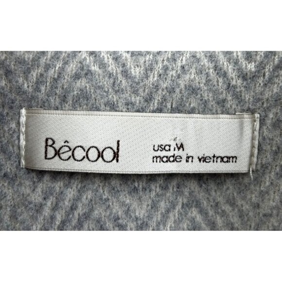 BéCool Coat Womens Medium Gray Herringbone Single Button Overcoat Parisian Chic - Picture 4 of 8